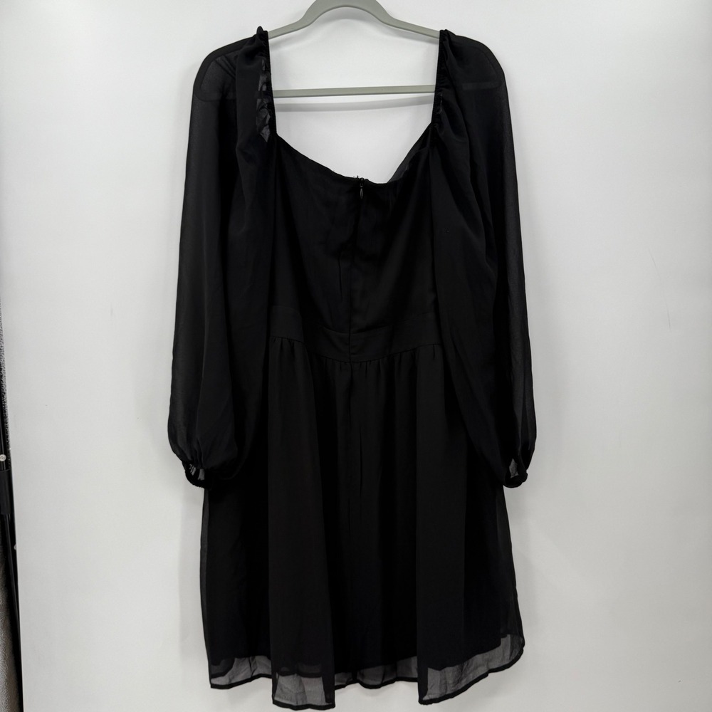 Shein Sheer Black Mini Dress Long Sleeve Square Neck Party Cocktail Size 3xl